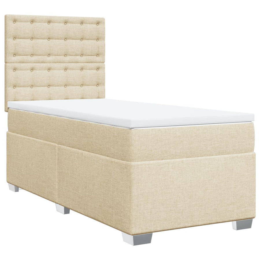Boxspring met matras stof crèmekleurig 80x200 cm