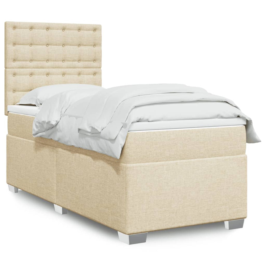 Boxspring met matras stof crèmekleurig 80x200 cm