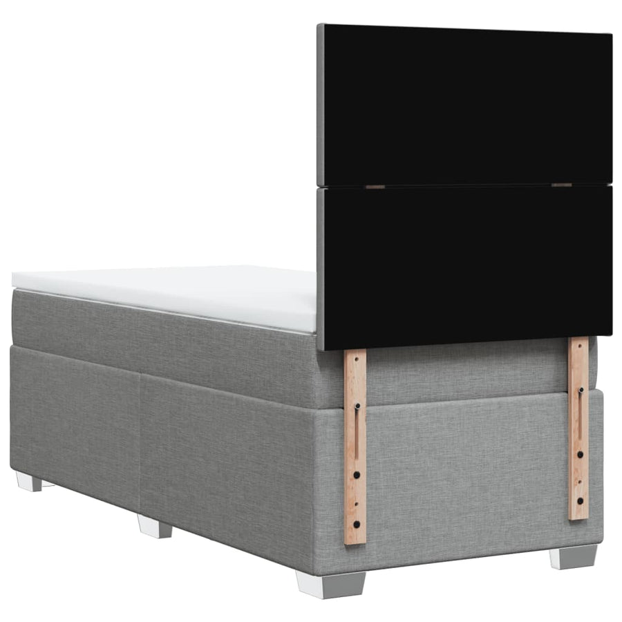 Boxspring met matras stof lichtgrijs 90x190 cm
