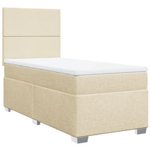Boxspring met matras stof crèmekleurig 90x190 cm