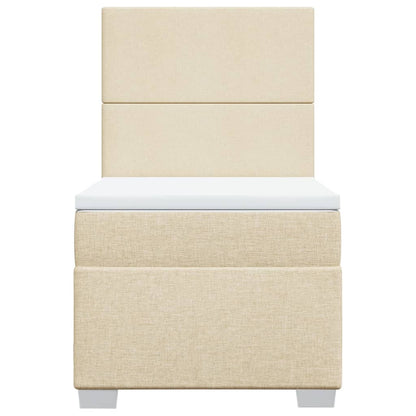 Boxspring met matras stof crèmekleurig 90x190 cm