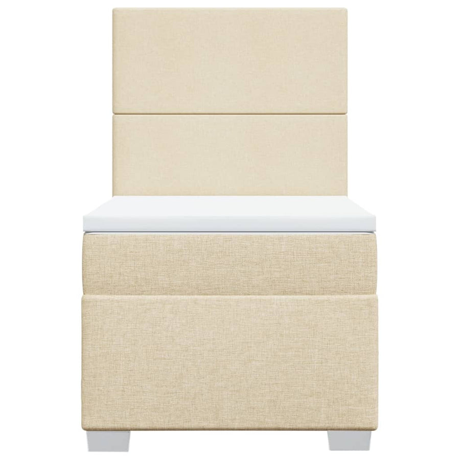 Boxspring met matras stof crèmekleurig 90x190 cm