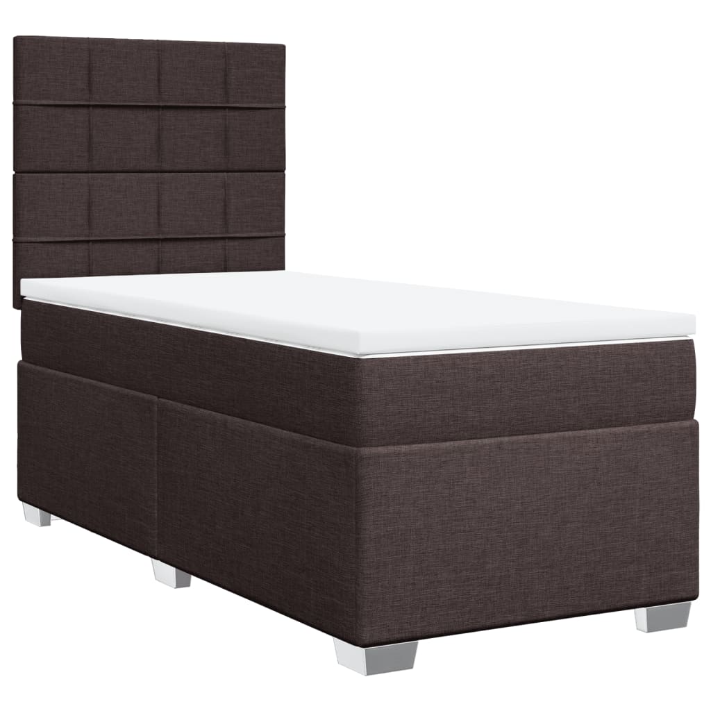 Boxspring met matras stof donkerbruin 90x190 cm
