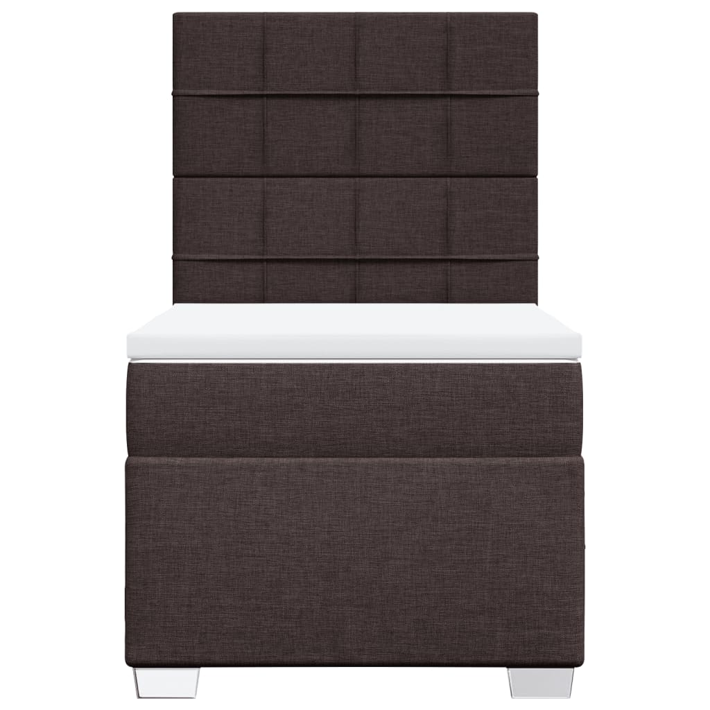 Boxspring met matras stof donkerbruin 90x190 cm