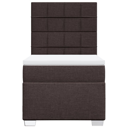 Boxspring met matras stof donkerbruin 90x190 cm