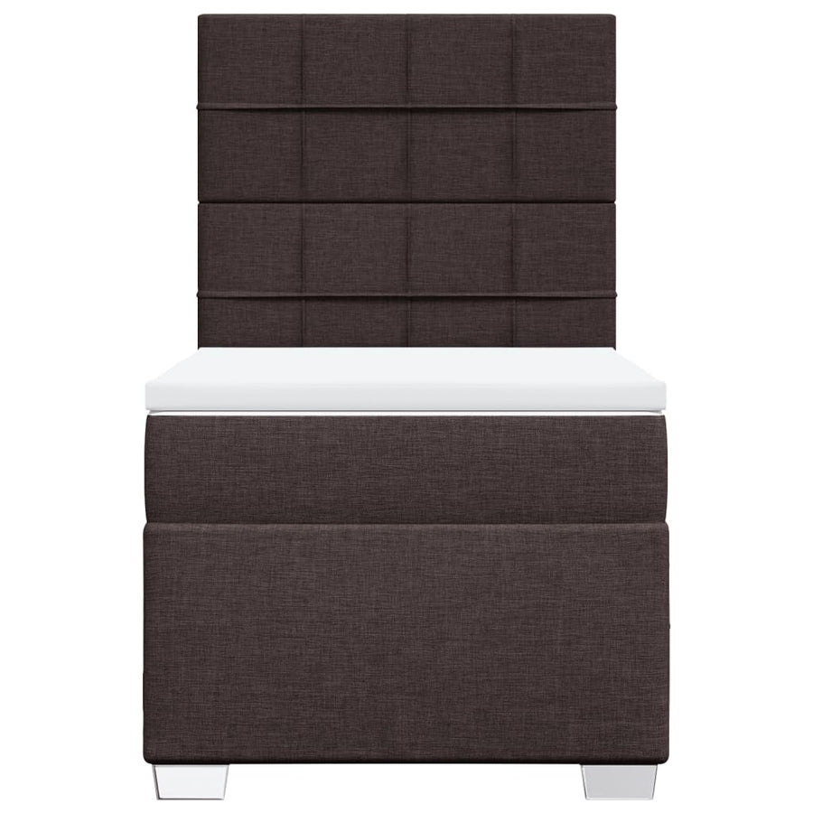 Boxspring met matras stof donkerbruin 90x190 cm