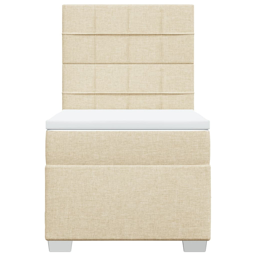 Boxspring met matras stof crèmekleurig 90x190 cm