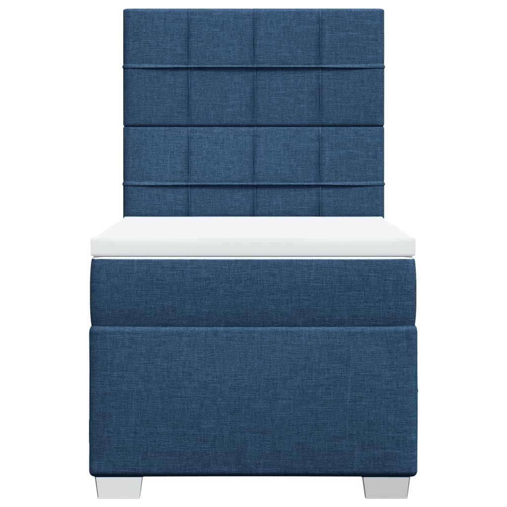 Boxspring met matras stof blauw 90x190 cm