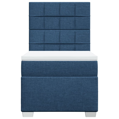 Boxspring met matras stof blauw 90x190 cm