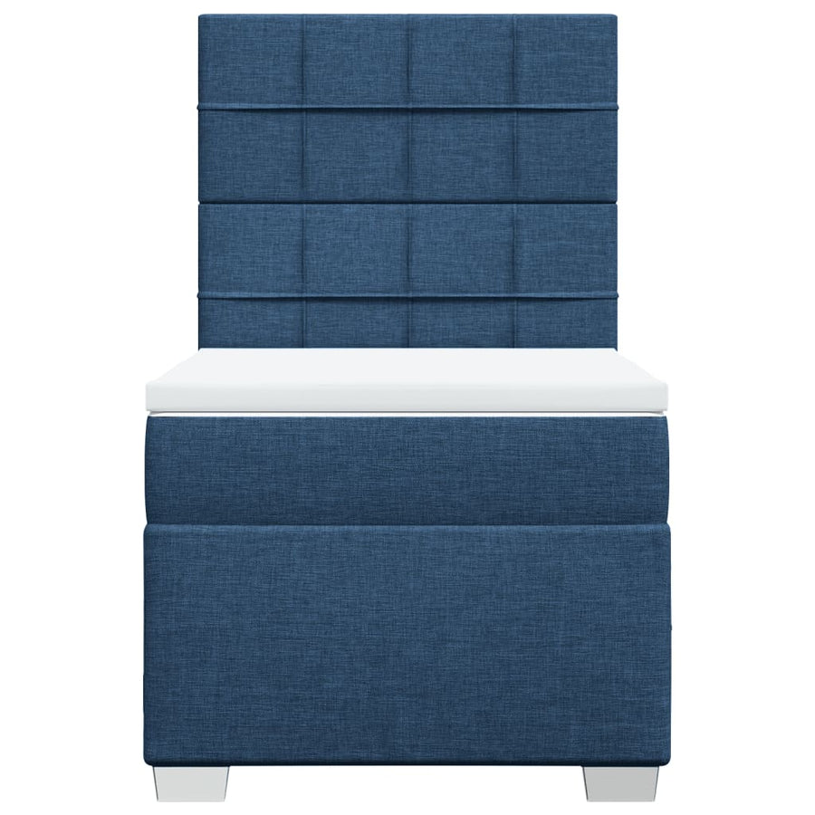 Boxspring met matras stof blauw 90x190 cm
