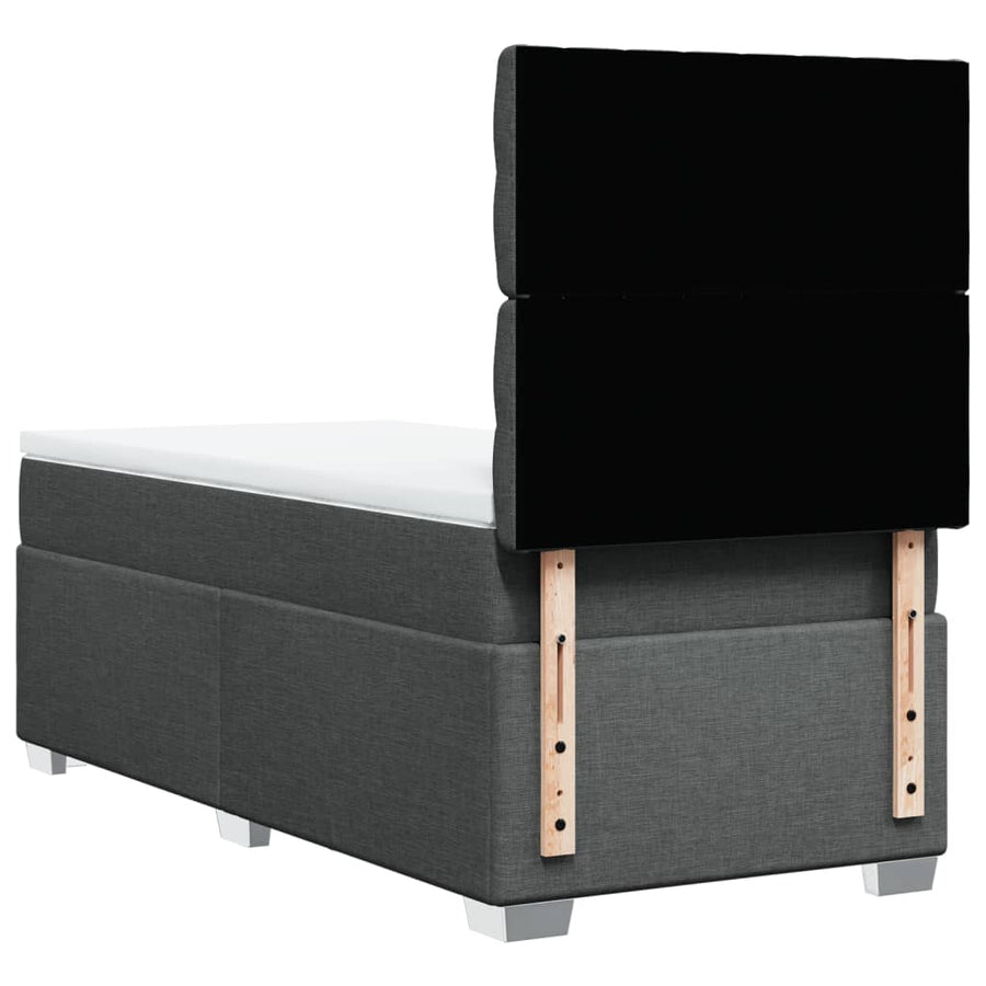 Boxspring met matras stof donkergrijs 90x190 cm