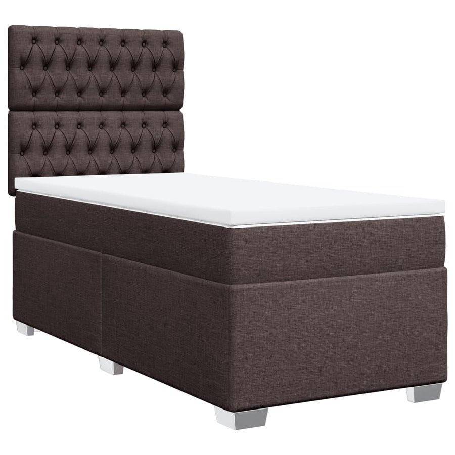 Boxspring met matras stof donkerbruin 90x190 cm