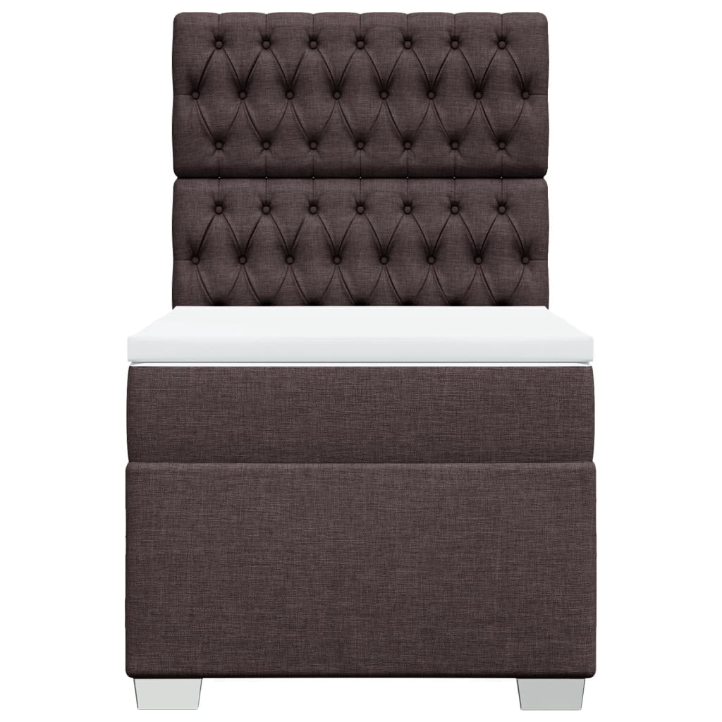 Boxspring met matras stof donkerbruin 90x190 cm