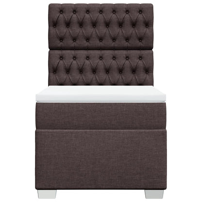 Boxspring met matras stof donkerbruin 90x190 cm