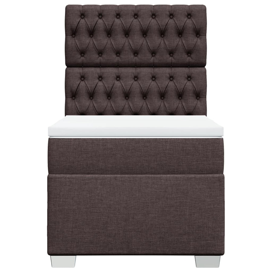 Boxspring met matras stof donkerbruin 90x190 cm