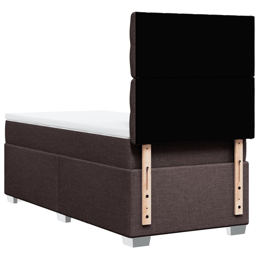 Boxspring met matras stof donkerbruin 90x190 cm