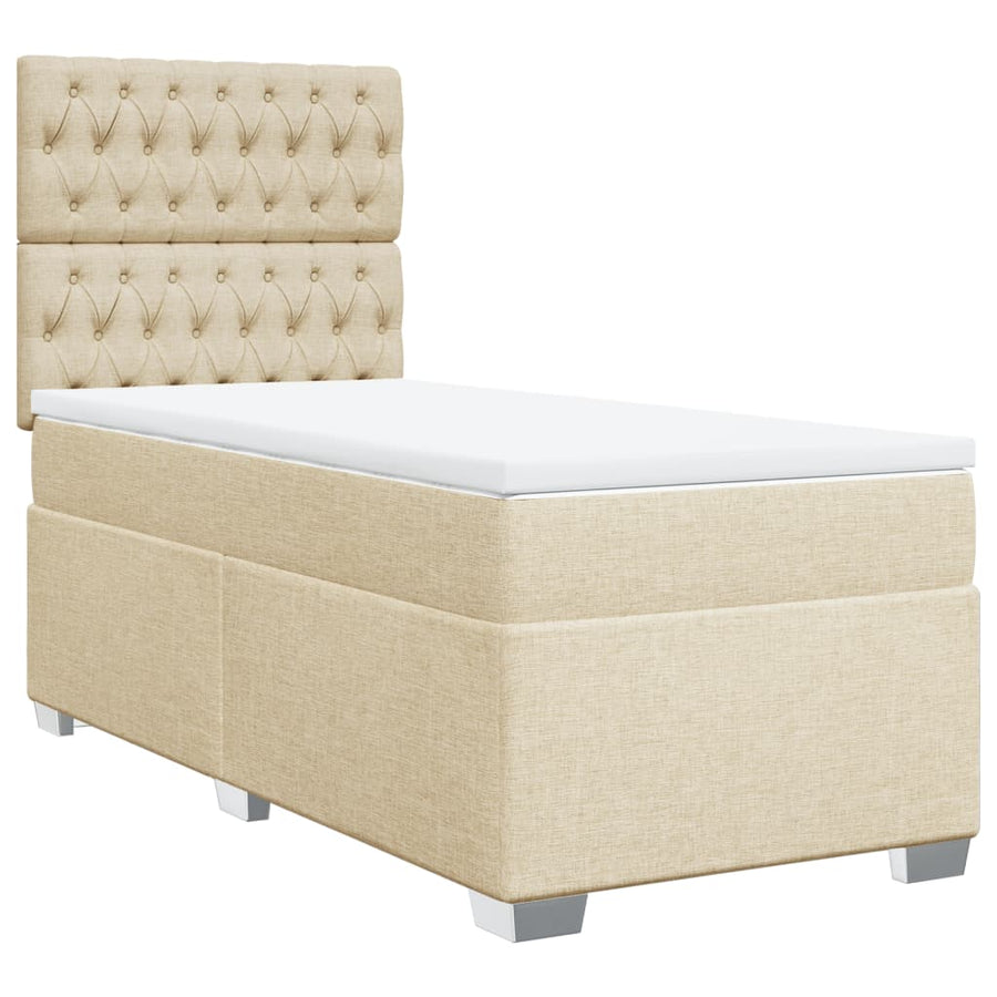 Boxspring met matras stof crèmekleurig 90x190 cm
