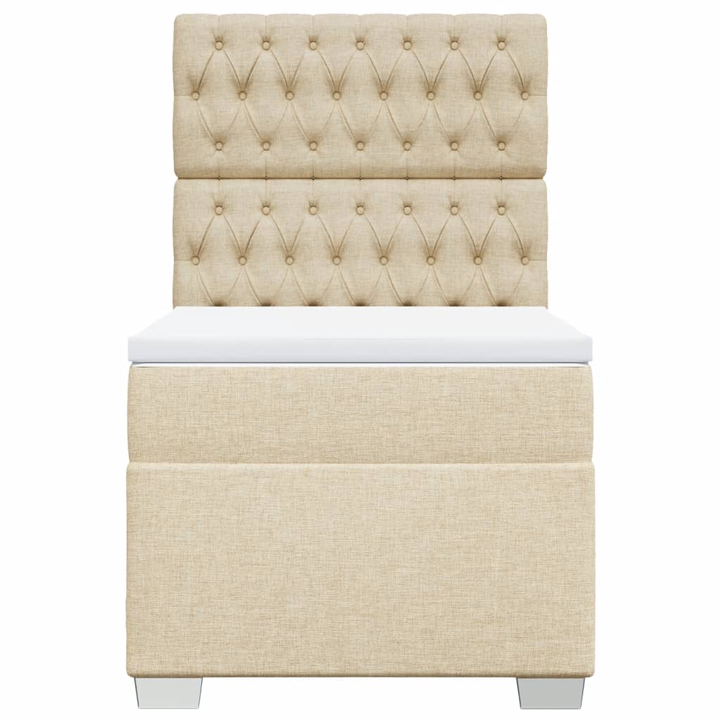 Boxspring met matras stof crèmekleurig 90x190 cm