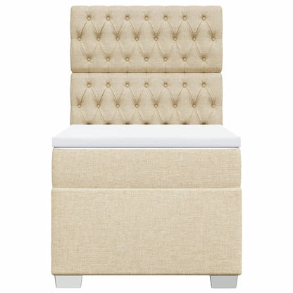 Boxspring met matras stof crèmekleurig 90x190 cm
