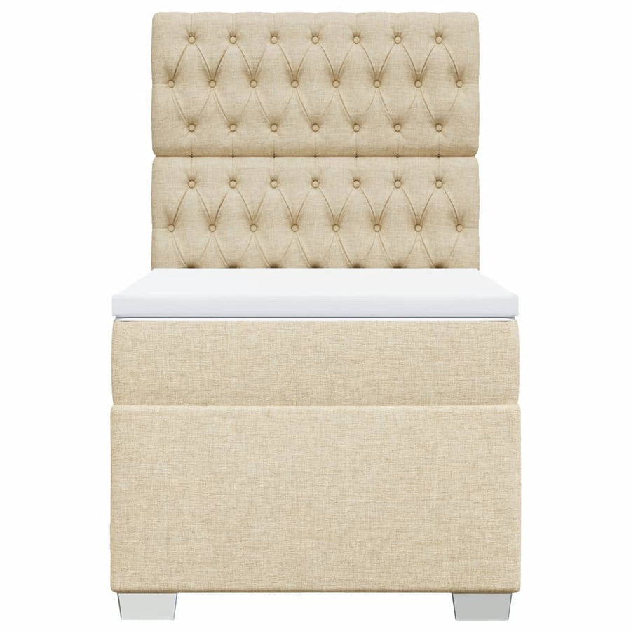 Boxspring met matras stof crèmekleurig 90x190 cm