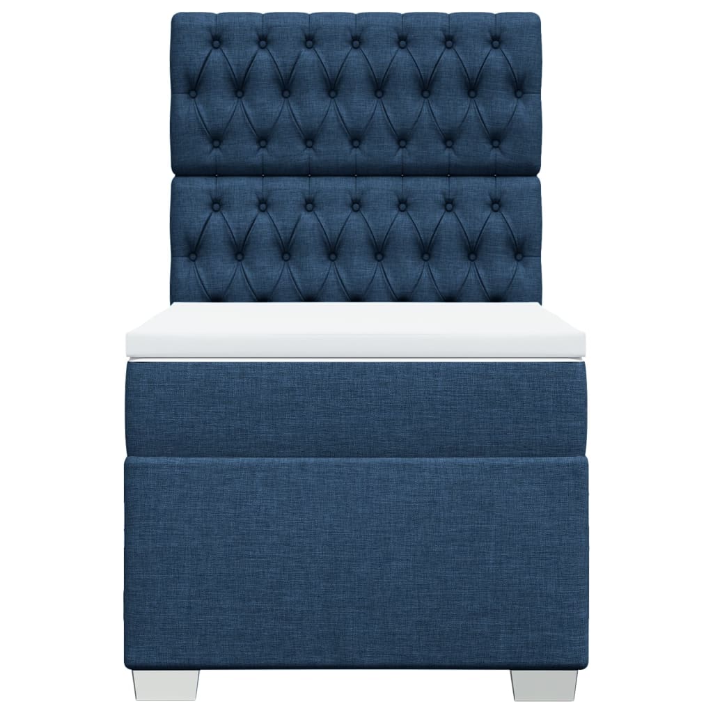 Boxspring met matras stof blauw 90x190 cm