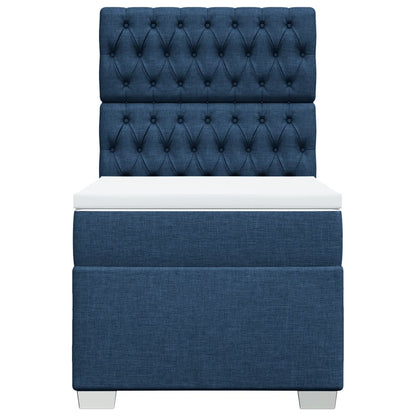 Boxspring met matras stof blauw 90x190 cm