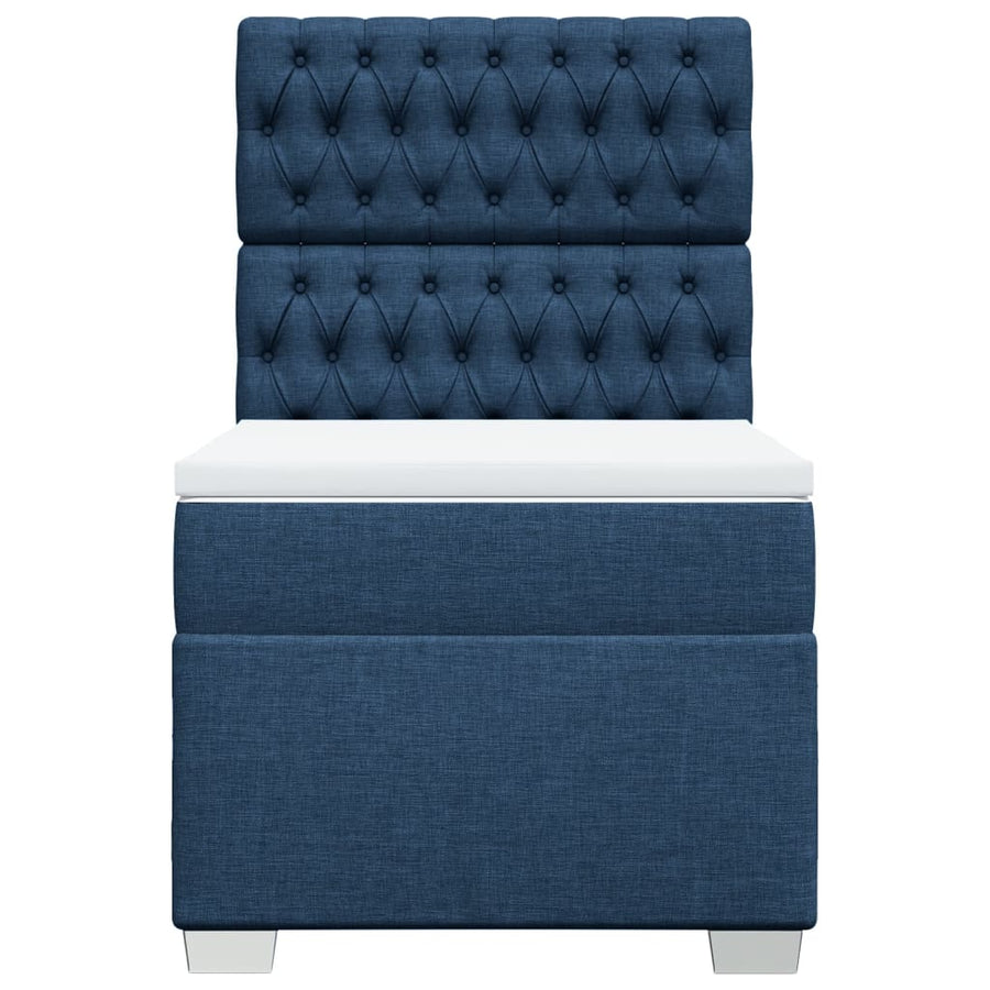 Boxspring met matras stof blauw 90x190 cm