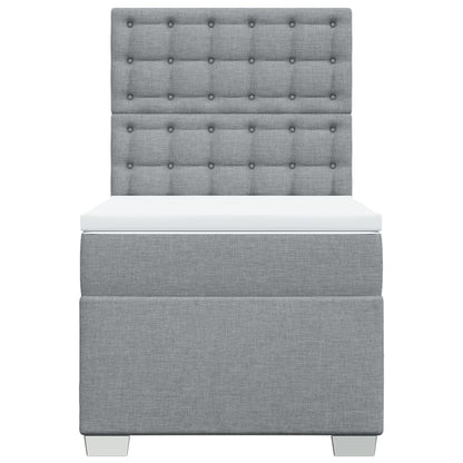 Boxspring met matras stof lichtgrijs 90x190 cm