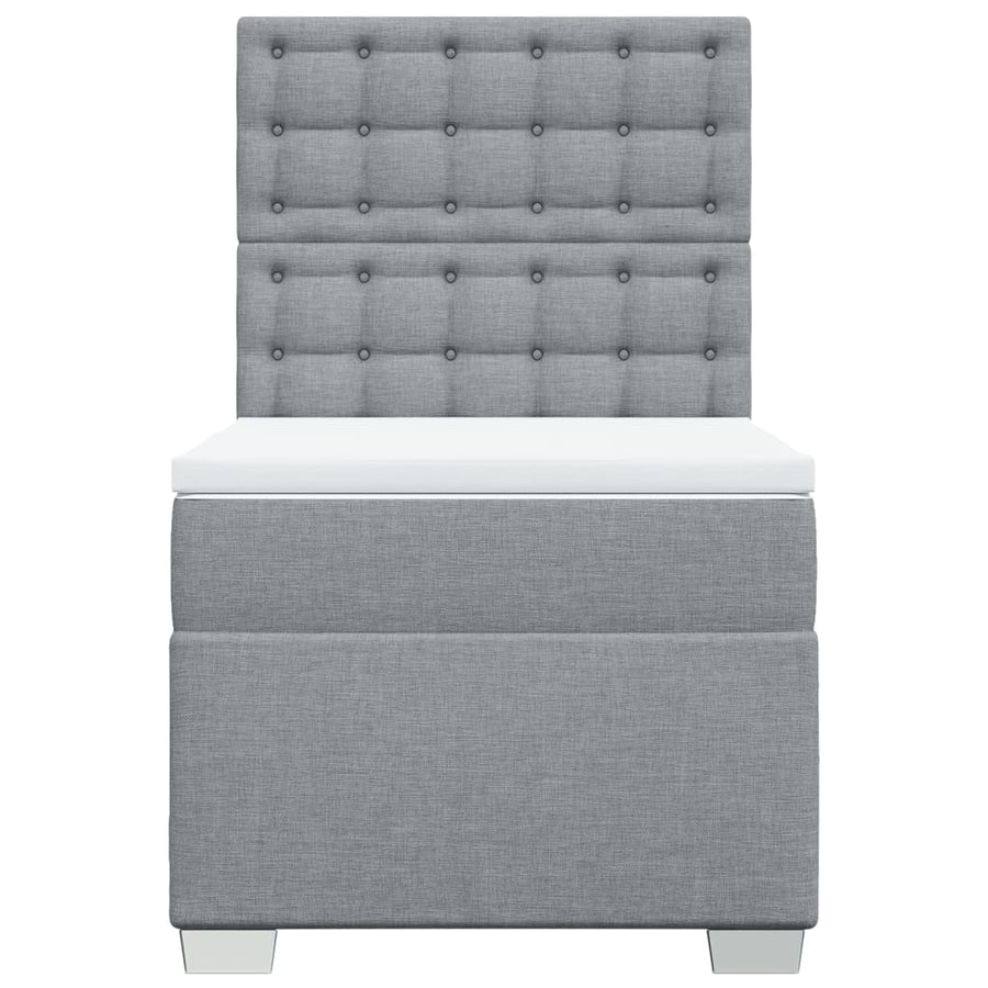 Boxspring met matras stof lichtgrijs 90x190 cm