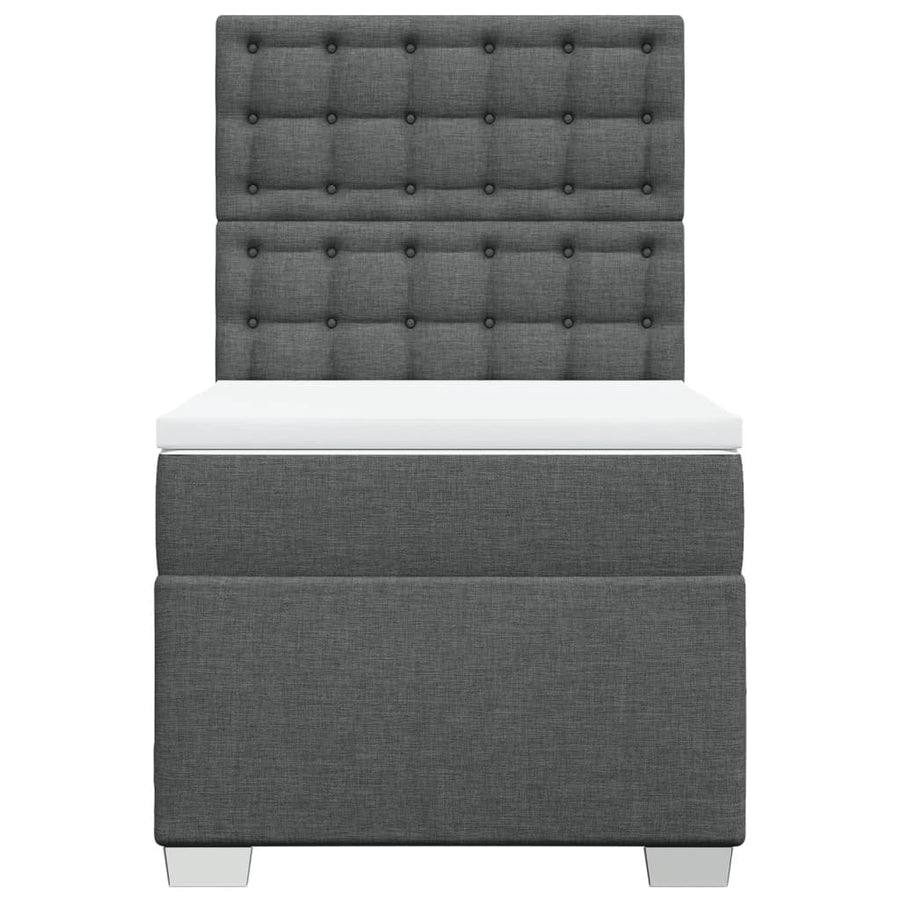 Boxspring met matras stof donkergrijs 90x190 cm