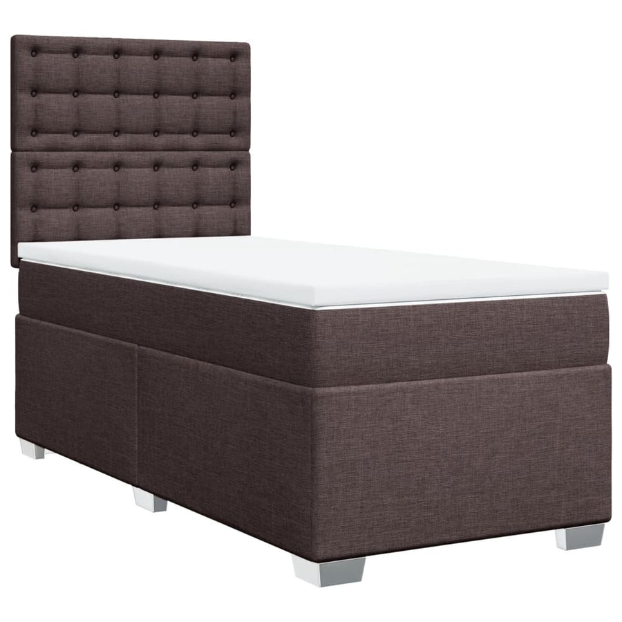 Boxspring met matras stof donkerbruin 90x190 cm
