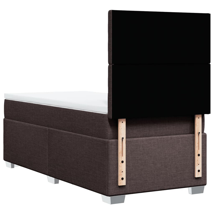 Boxspring met matras stof donkerbruin 90x190 cm