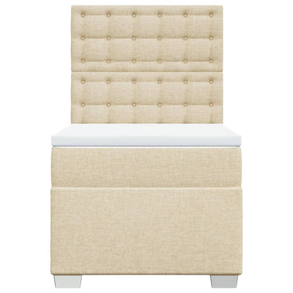 Boxspring met matras stof crèmekleurig 90x190 cm