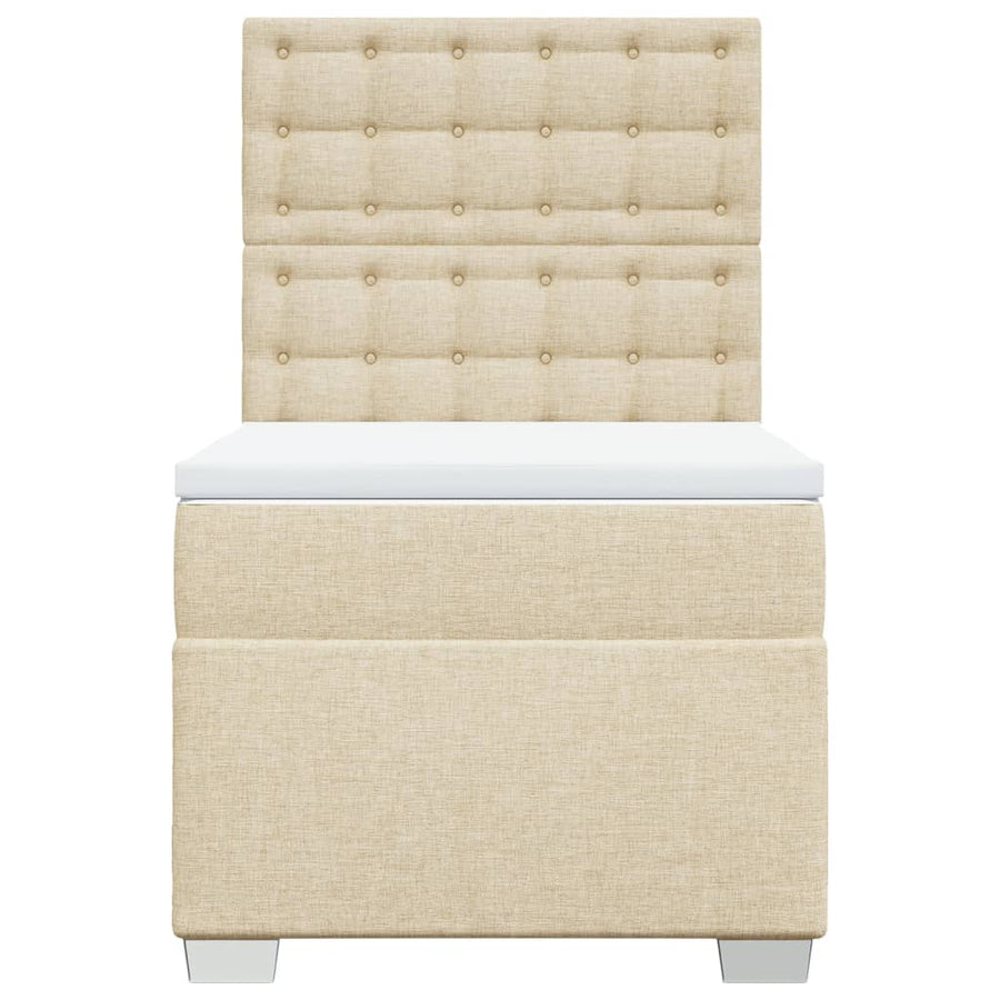 Boxspring met matras stof crèmekleurig 90x190 cm