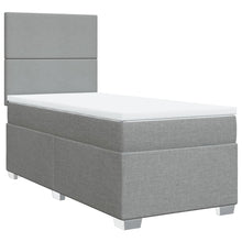 Boxspring met matras stof lichtgrijs 90x200 cm