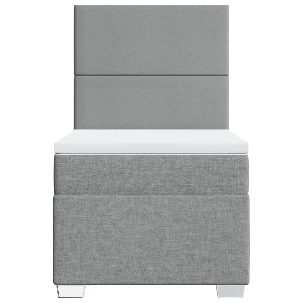 Boxspring met matras stof lichtgrijs 90x200 cm