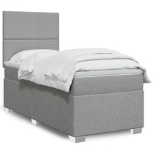 Boxspring met matras stof lichtgrijs 90x200 cm