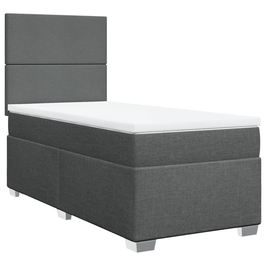 Boxspring met matras stof donkergrijs 90x200 cm