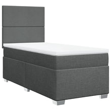Boxspring met matras stof donkergrijs 90x200 cm