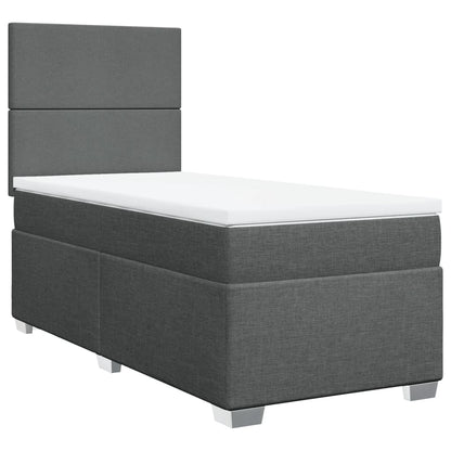 Boxspring met matras stof donkergrijs 90x200 cm