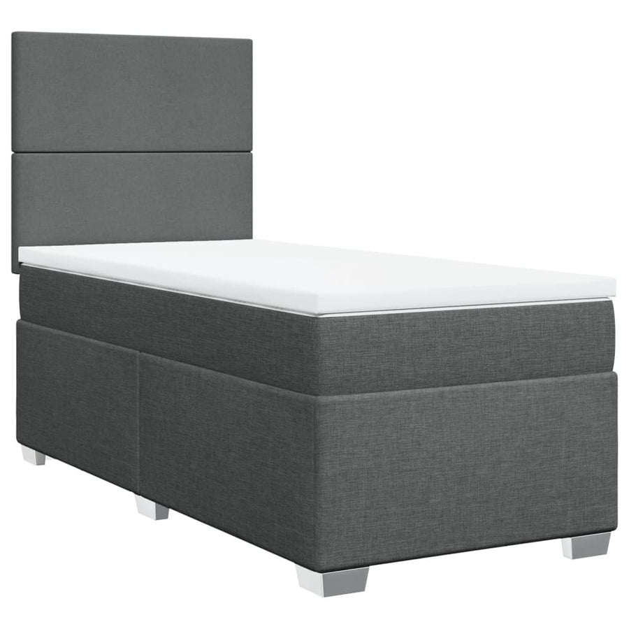 Boxspring met matras stof donkergrijs 90x200 cm