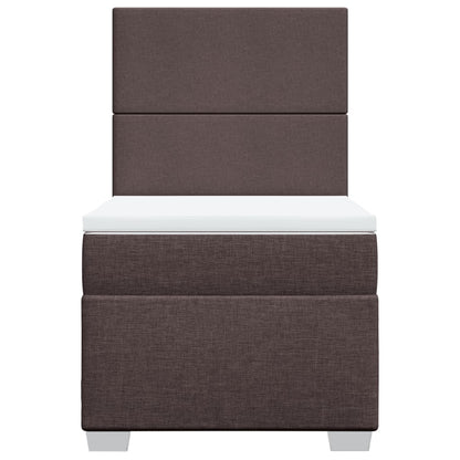 Boxspring met matras stof donkerbruin 90x200 cm