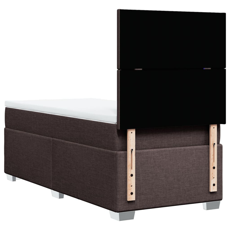 Boxspring met matras stof donkerbruin 90x200 cm