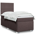 Box spring with dark brown fabric mattress 90x200 cm