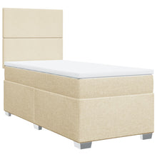Boxspring met matras stof crèmekleurig 90x200 cm