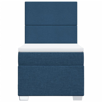 Boxspring met matras stof blauw 90x200 cm