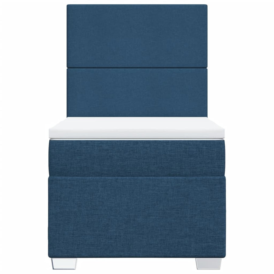 Boxspring met matras stof blauw 90x200 cm