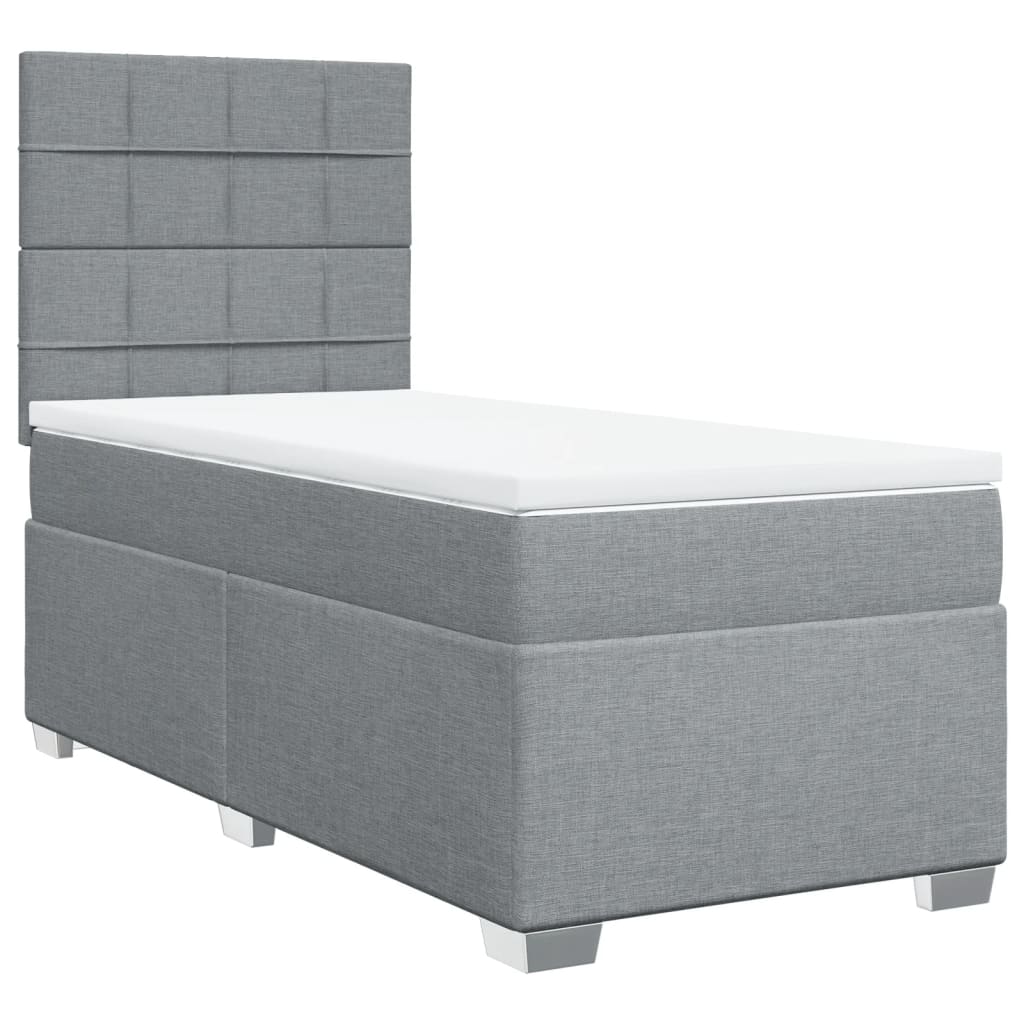 Boxspring met matras stof lichtgrijs 90x200 cm