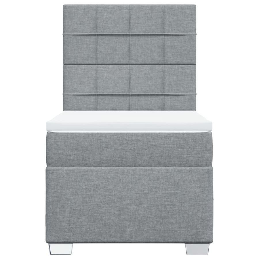 Boxspring met matras stof lichtgrijs 90x200 cm