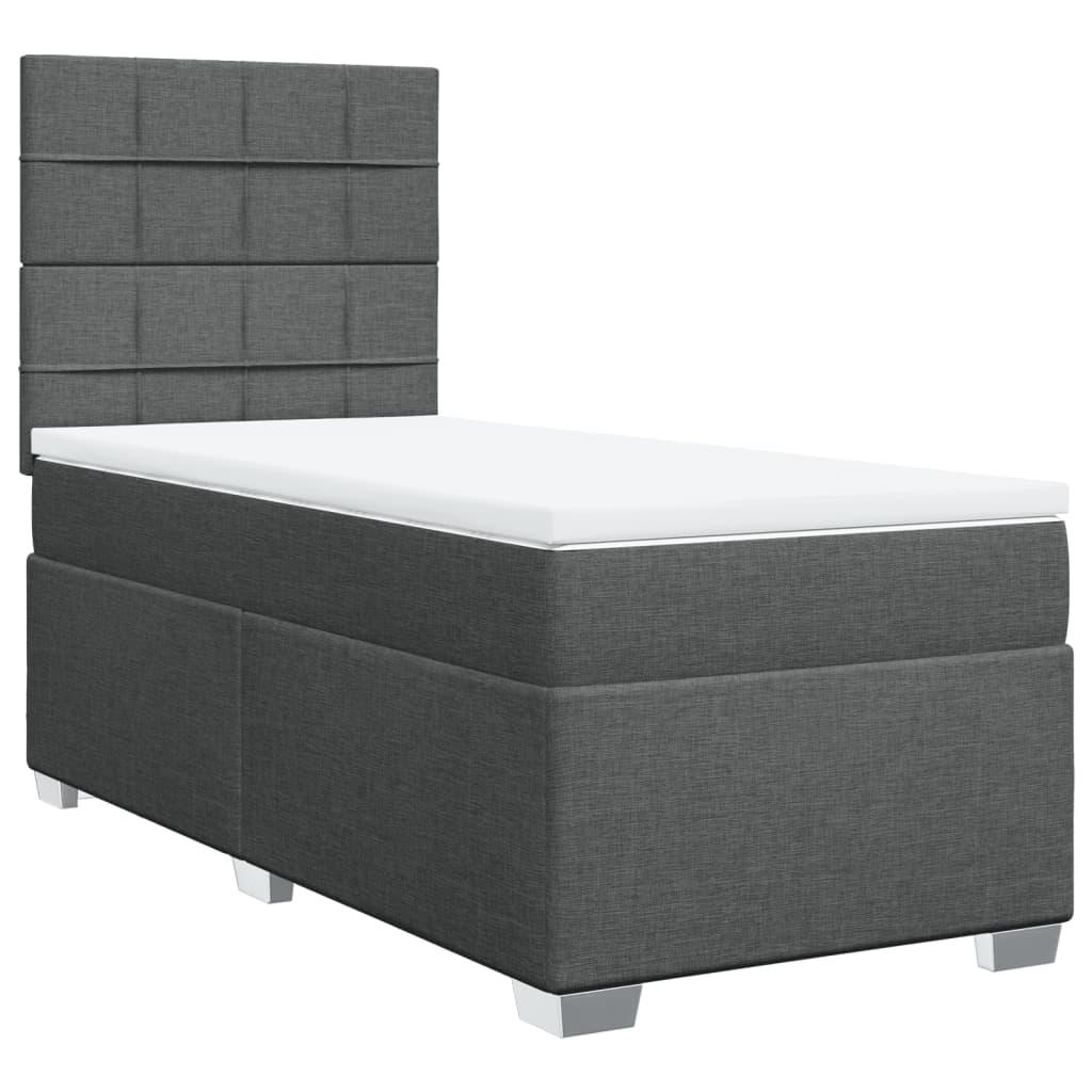 Boxspring met matras stof donkergrijs 90x200 cm